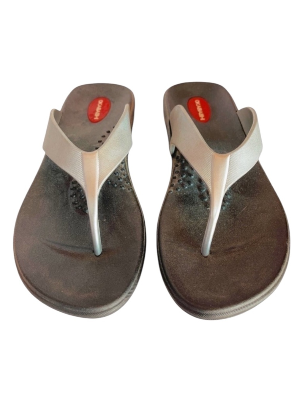 OKABASHI Marina Gray Charcoal Size Medium Flip Flops